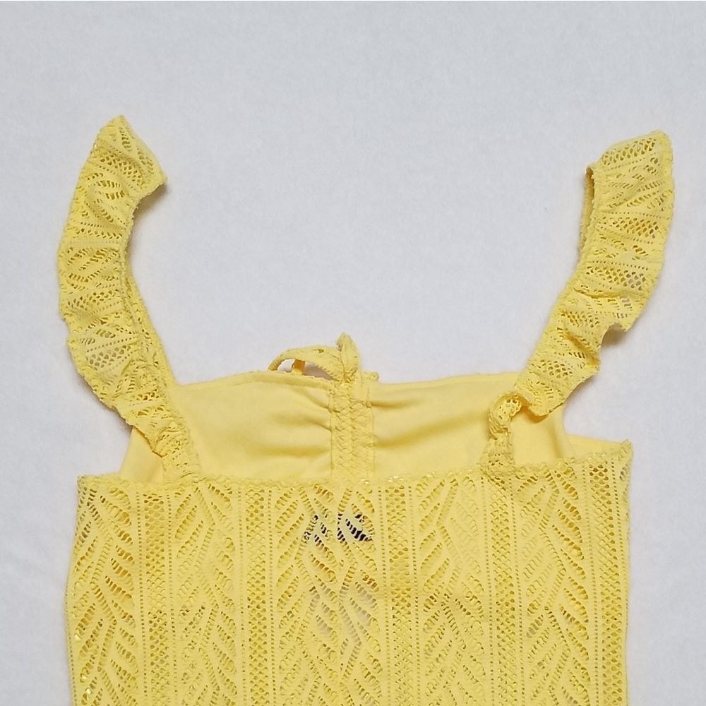 URBAN Outfitters Out From Under Cameron Yellow Crochet Cutout Bodysuit Medium - Picture 9 of 12